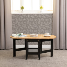 Santos Drop Leaf Coffee Table Black with Distressed Waxed Pine Top