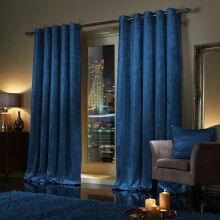 (66" x 72" (168cm x 183cm), Blue Velvet Curtain) Velvet Curtains Eyelet Ring Top Pair Fully Lined