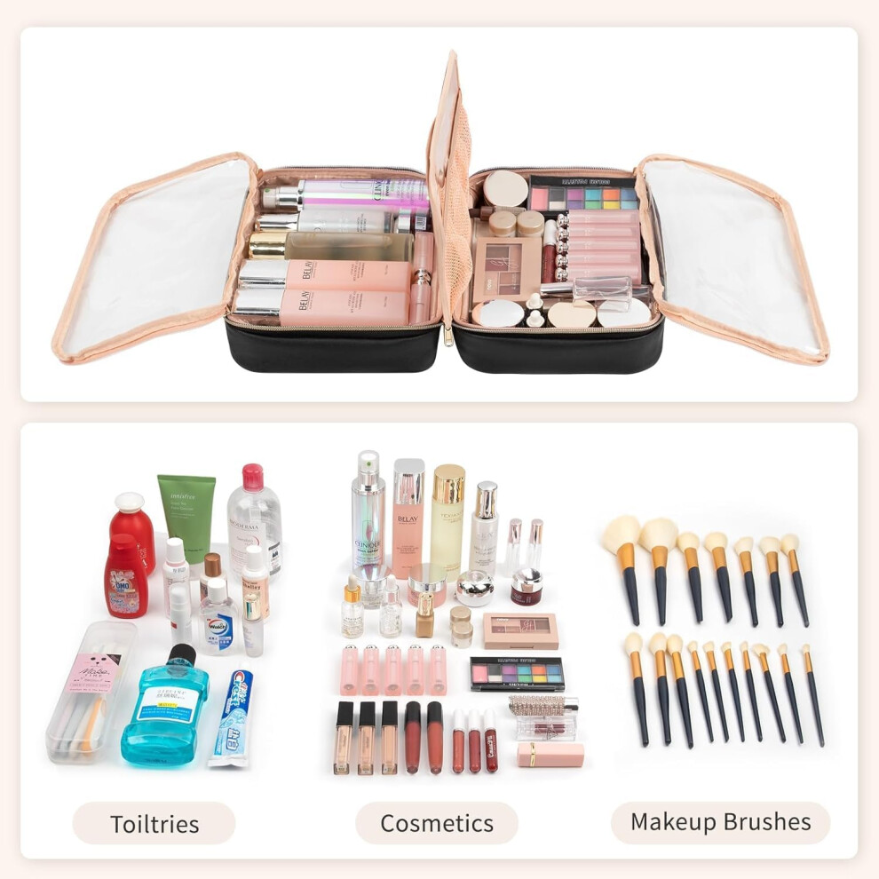 makeup-travel-bag-large-capacity-waterproof-cosmetic-organizer-bag-with-makeup-brush-compartment---handle-for-women-girls-travel-toiletry-accessories