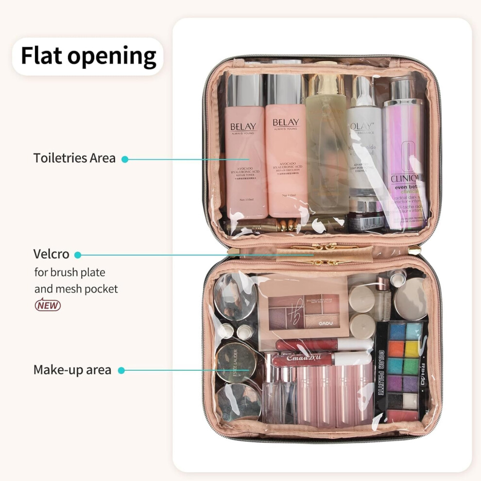 makeup-travel-bag-large-capacity-waterproof-cosmetic-organizer-bag-with-makeup-brush-compartment---handle-for-women-girls-travel-toiletry-accessories