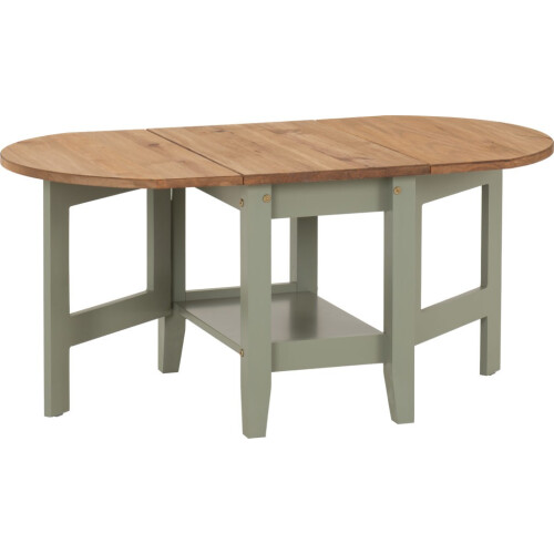 Seconique Santos Drop Leaf Coffee Table Green with Distressed Waxed Pine Top 1