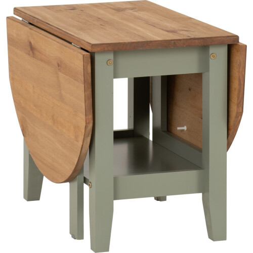 Seconique Santos Drop Leaf Coffee Table Green with Distressed Waxed Pine Top 2
