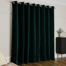 (66" x 84" (168cm x 210cm), Green Emerald) Crushed Velvet Blackout Curtain Pair Ringtop Eyelet Curtains with Tiebacks