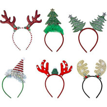 6 Pieces Xmas Headbands Christmas Headbands For Women Kids Adults Baby Girls Christmas Hats Reindeer Antlers Headband Hair Hoop With Ears Headwear Chr