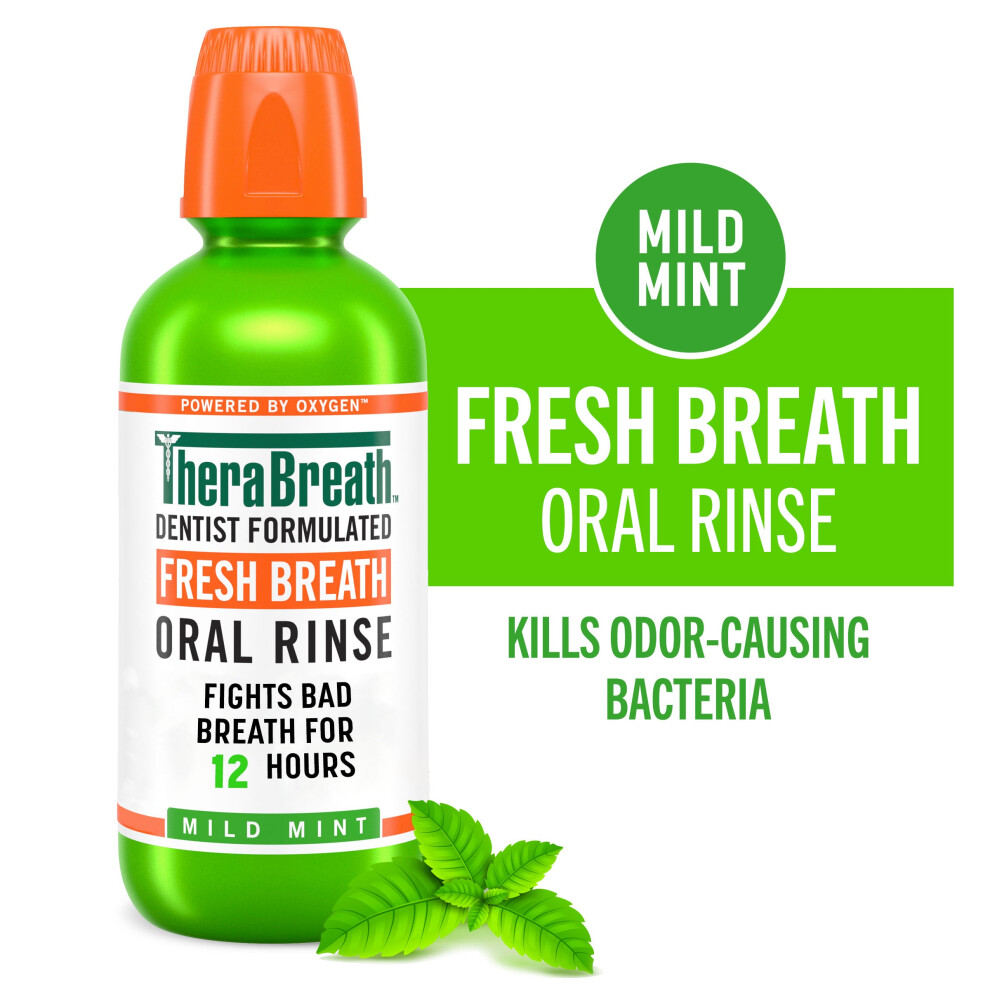 TheraBreath Dentist Formulated Fresh Breath Oral Rinse - Mild Mint Mouthwash 473ml | Fights Bad Breath | Oral hygiene |Teeth cleaning | Dental care