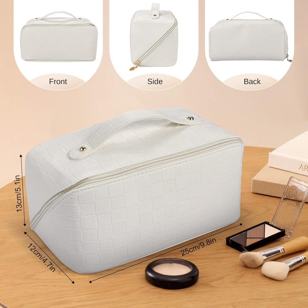 4-white--large-capacity-travel-cosmetic-bag--pu-leather-portable-makeup-bag--ladies-make-up-bag-zipper-bag--waterproof-cosmetic-travel-organizer