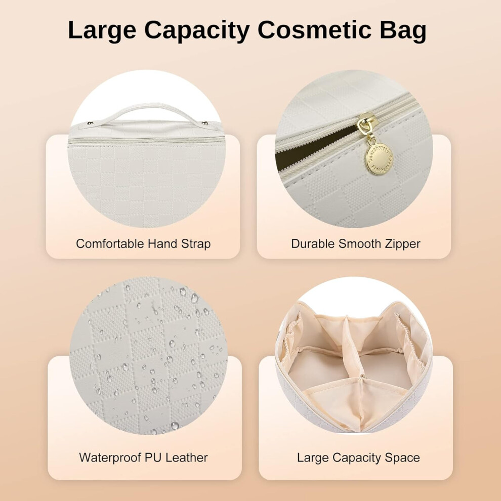 4-white--large-capacity-travel-cosmetic-bag--pu-leather-portable-makeup-bag--ladies-make-up-bag-zipper-bag--waterproof-cosmetic-travel-organizer