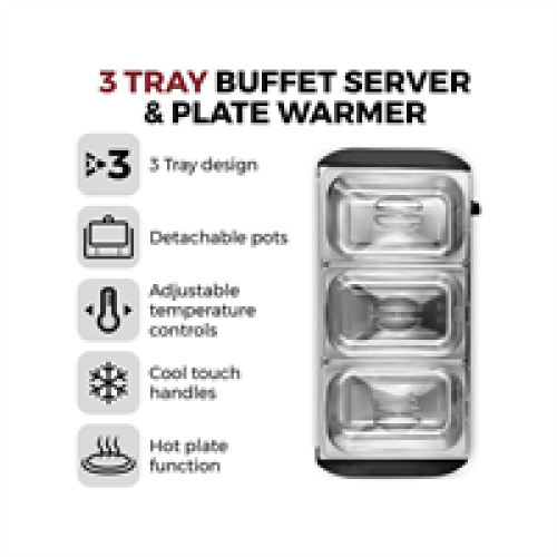 Tower Tower Buffet Server 3 x 1.5 Litre Stainless Steel 200W - Silve 1