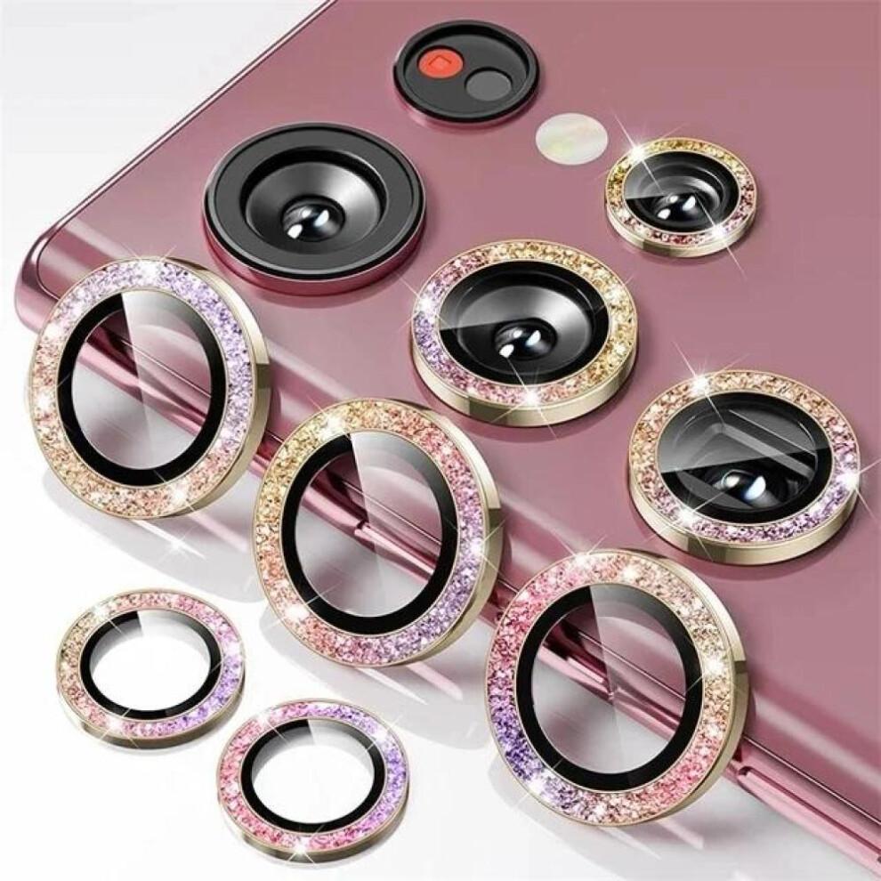 Glitter Camera Ring for Samsung Galaxy S24 Ultra S23 FE Plus S24+ Back Lens Screen Protector Glass S23fe S24ultra Cap Case