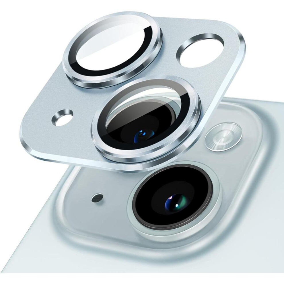 (Blue, For iPhone 15) Natural Titanium Gray Metal Camera Lens Protector for Iphone 16 15 Pro Max 14 Plus 13 Mini 12 11 14Pro 15Pro 13Pro 12Pro Glass Protection Accessories