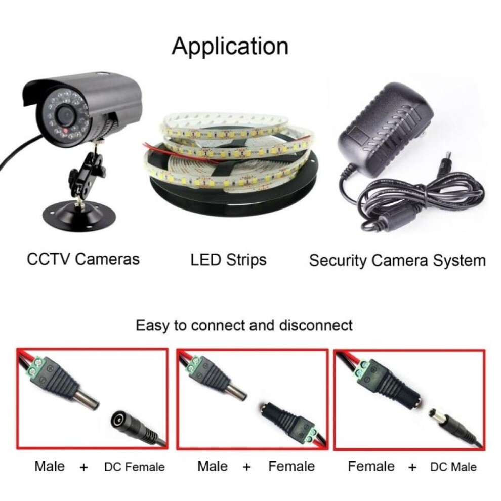 (5female 5male) 12v Male To Female Power Connector Adapter