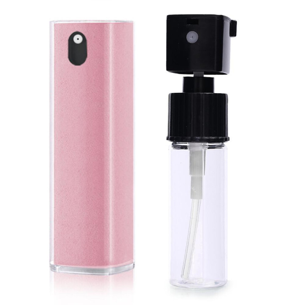 (Pink) 2 In 1 Phone Screen Cleaner Spray Computer Mobile Phone Screen Dust Remover Tool Microfiber Cloth Clean Screen