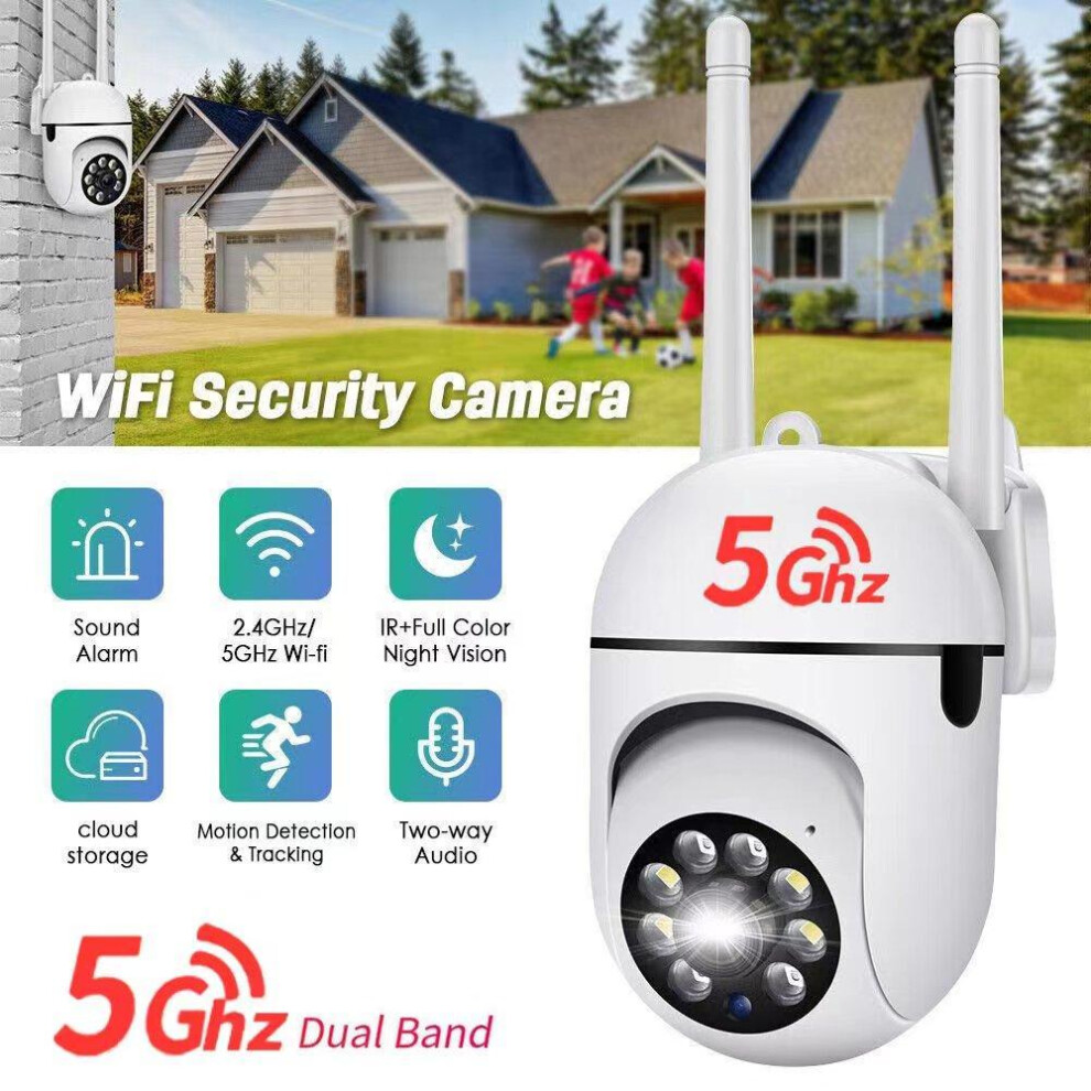(EU Plug) 5Ghz&2.4G Dual Band Wireless IP Camera WIFI PTZ Speed Dome Camera 1080P HD AI Auto Tracking CCTV Surveillance