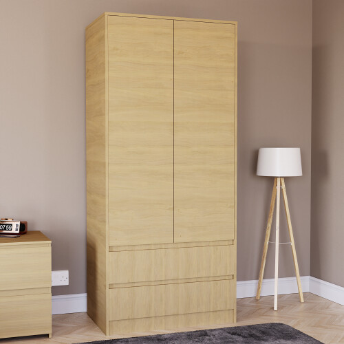 Vida Designs (Pine) Denver 2 Door 2 Drawer Wardrobe Bedroom Storage