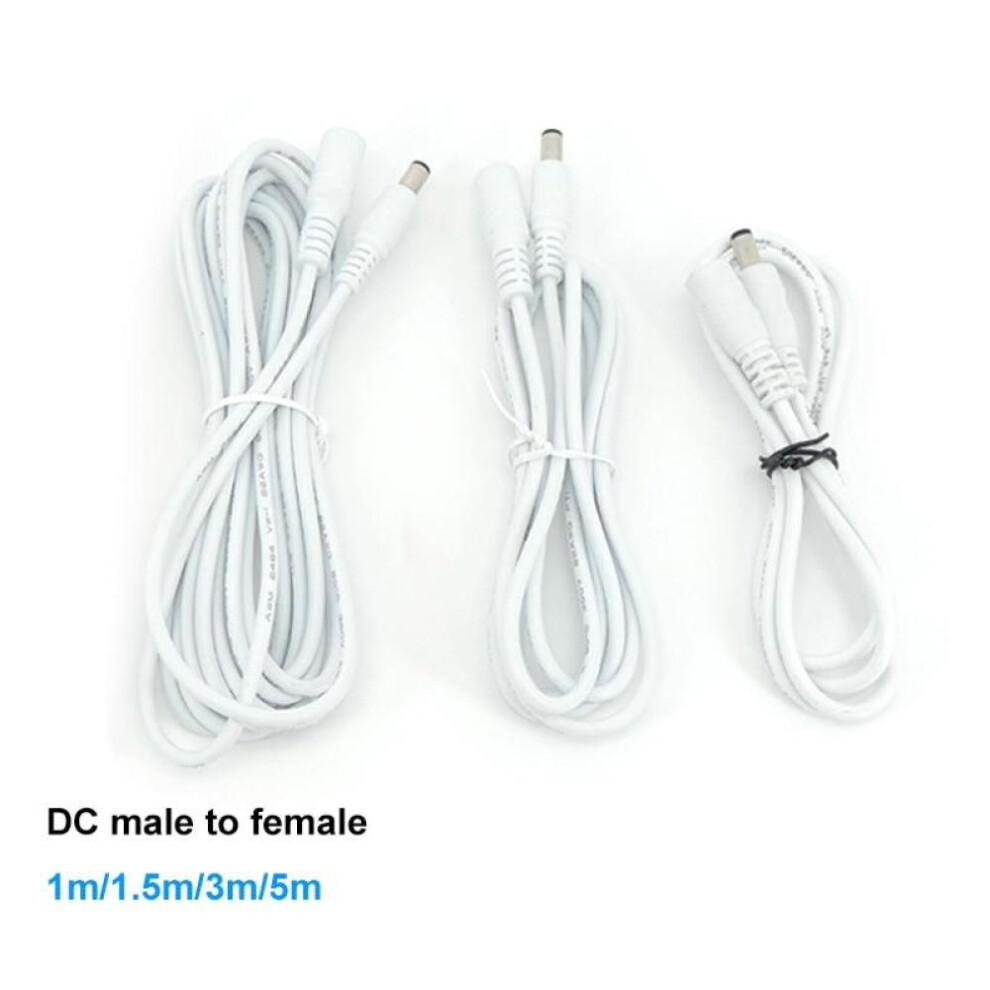 1m 5m white DC Power supply Female to Male connector Cable Extension Cord Adapter Plug 12V 22awg 5.5x2.1mm Cords For Strip Light