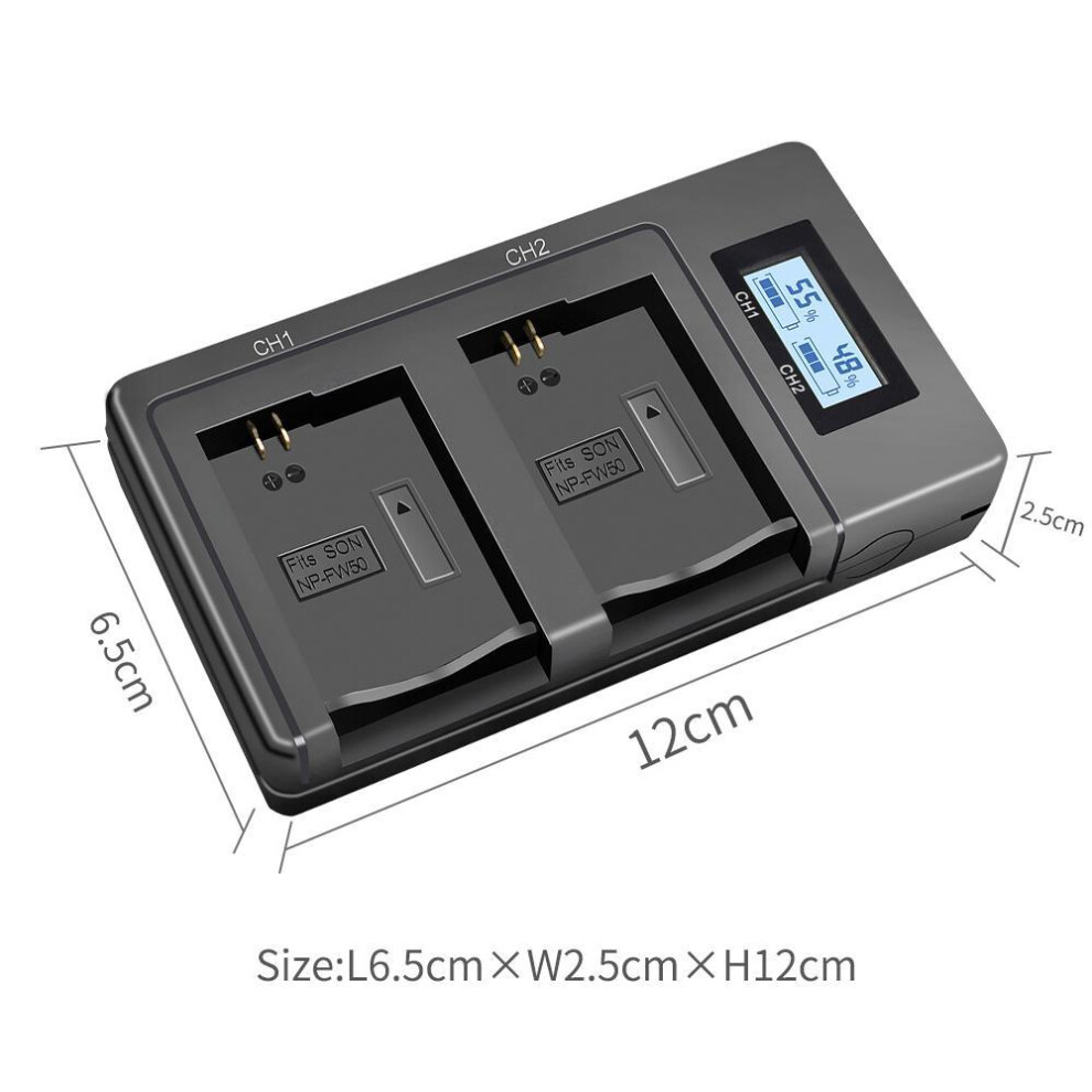 PALO NP-FW50 camera battery charger npfw50 fw50 LCD USB Dual Charger for Sony A6000 5100 a3000 a35 A55 a7s II alpha 55 alpha 7 A