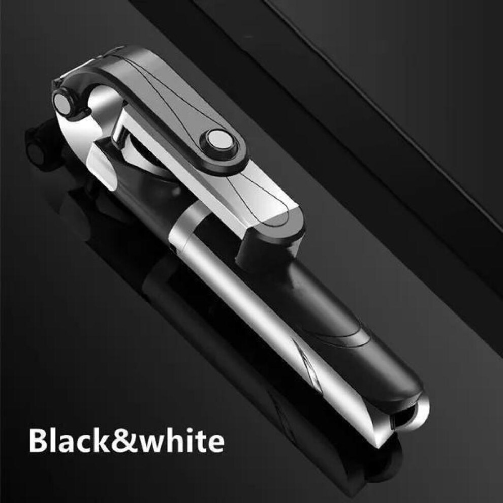 (Black White) Extendable Bluetooth Selfie Stick & Tripod