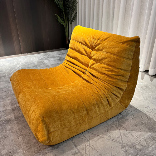 (Single seater, yellow) Togo sofa bean bag chair Fireside chair adult lazy floor sofa, ergonomic high-density foam floor chair, 1/2/3 seater free combination