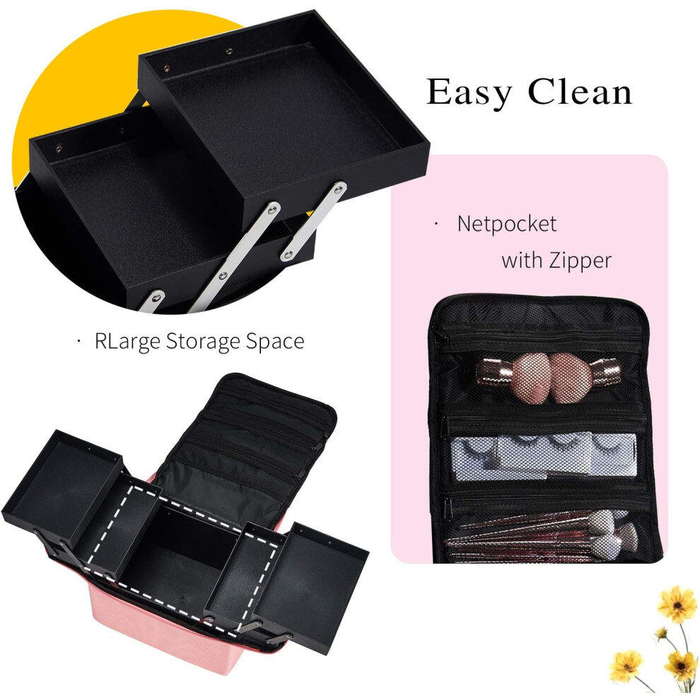 pink--vanity-case-makeup-storage-box-organiser-travel-train-case-luggage-makeup-case-make-up-beauty-box-with-shoulder-strap--large-size--black