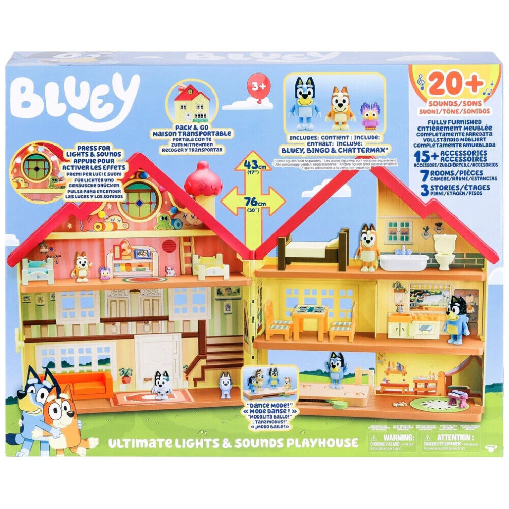 Bluey Ultimate Lights & Sounds Playhouse | Feature-Packed 3-Storey Set