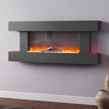 52 Inch 2000W Black Multifunctional Electric Fireplace with Wooden Mantel