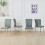 (Grey, 6 pcs) 4/6 PU Leather Dining Chairs Chrome Leg 3