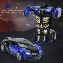 (Blue) Transform CarRobot Model Car.Automatic Deformation Push and Go Car Vehicle Toy Race Car