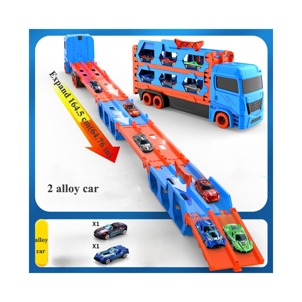 Photos - Doll  Large Car Transporter Truck Folding Track Racing Vehicle Kids Competitive Games Storage Alloy Car Boy Toy Children N(2 car)