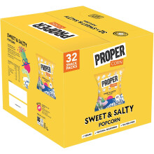 PROPERCORN Sweet & Salty Popcorn, luonnollinen merisuola ja Demerara-sokeri mausteena