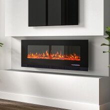 50 Inch 1800W Black Wall Mounted Electric Fireplace With Touch Screen