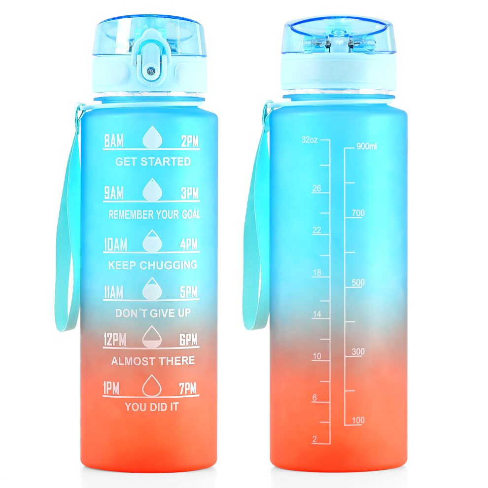 GEEZY Water Bottle Leakproof Motivational Time Markings BPA Free Sports Home Gym 1L