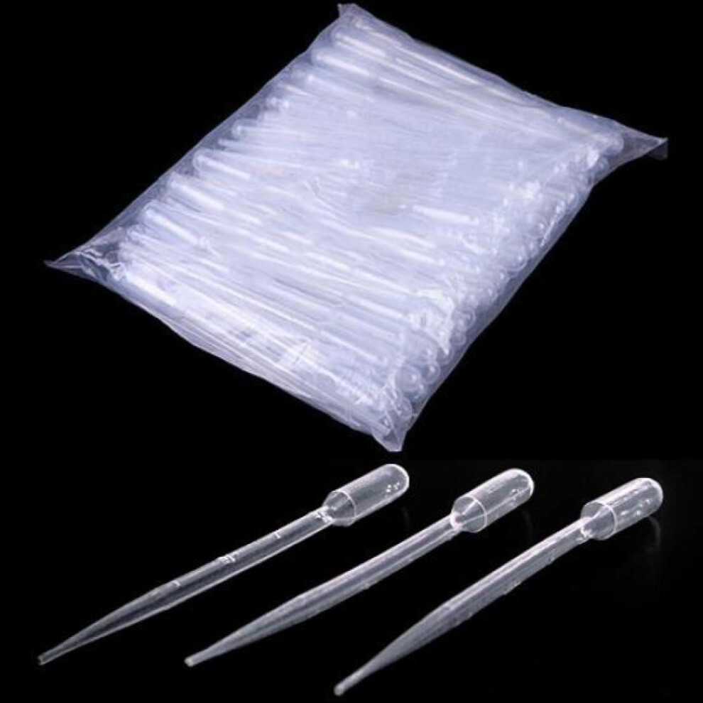 100 Pcs Plastic Disposable 3ml Graduated Transfer Pipettes Eye Dropper Straw Set