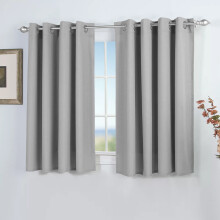 (46" x 54" (117cm x 137cm), Light Grey Silver Ring Top) 100% Blackout Curtains Plain Pencil Pleat & Ringtop Curtain Pair with Tiebacks
