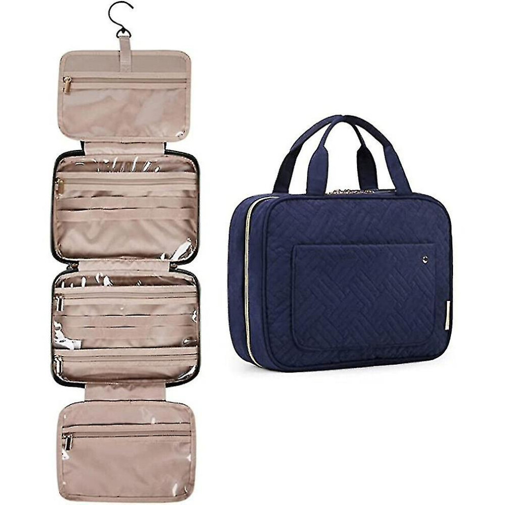 (Navy blue) Toiletry Bag Travel Bag With Hanging Hook, Water-resistant Travel Organizer(baby Pink)-image-OPC-PFQJYC7-NEW