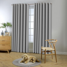 (90" x 90" (228cm x 228cm), Light Grey Silver Ring Top) 100% Blackout Curtains Plain Pencil Pleat & Ringtop Curtain Pair with Tiebacks