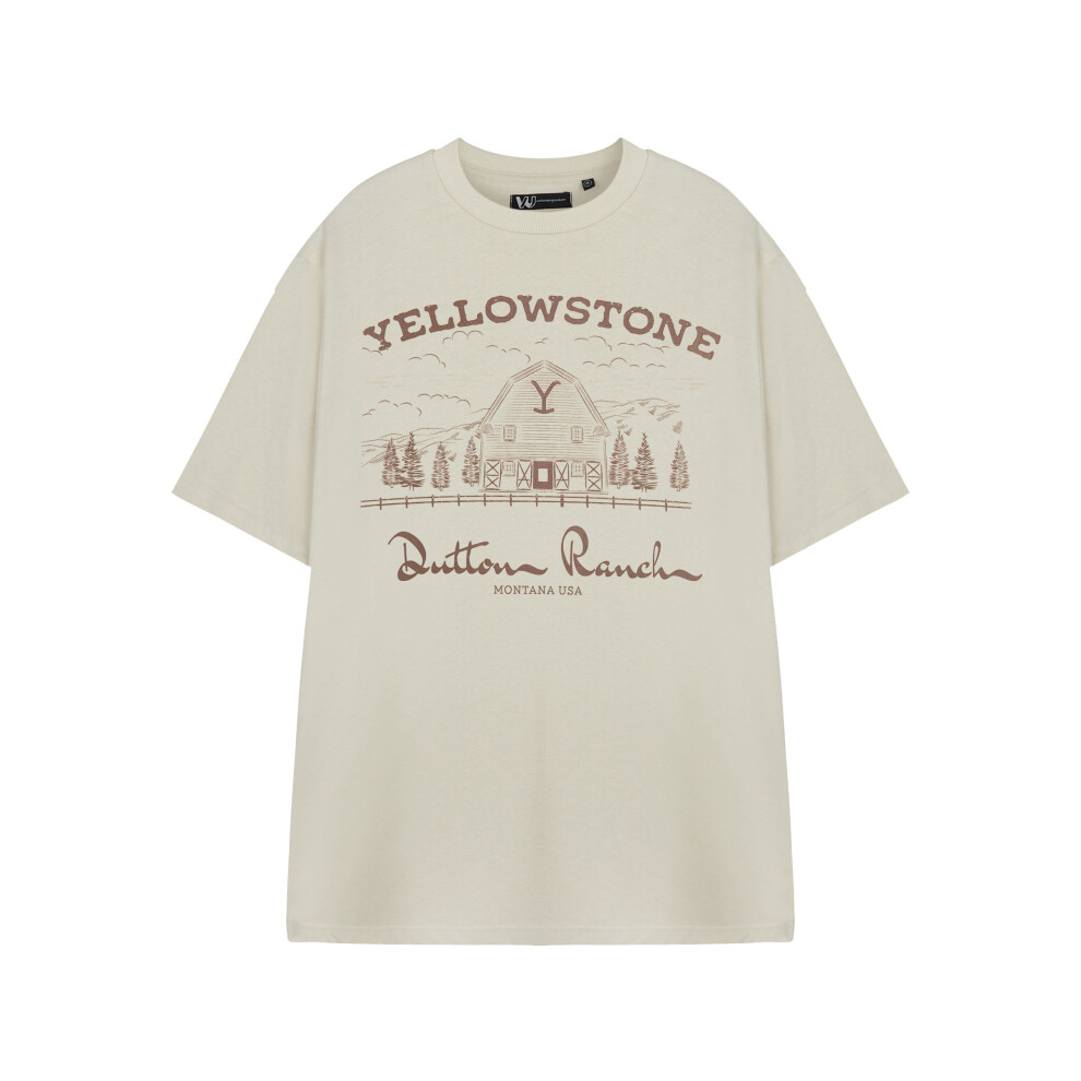 (Small) Yellowstone Short Sleeved T-Shirt (Mens Beige)