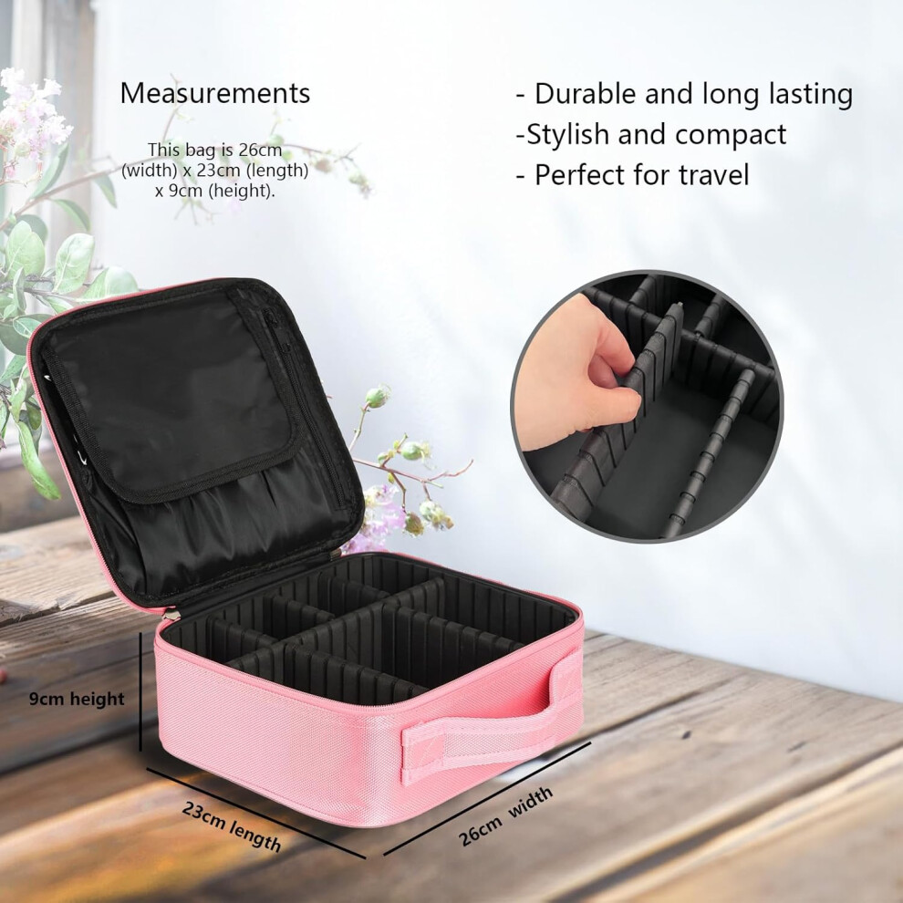 regular-pink--makeup-bag-for-women---vanity-case-perfect-for-travel-with-make-up-organiser-storage-and-individual-compartments