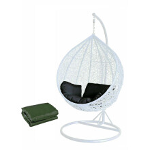 White Colour Rattan Swing Egg Chair Outdoor Garden Patio Hanging Wicker Weave Furniture