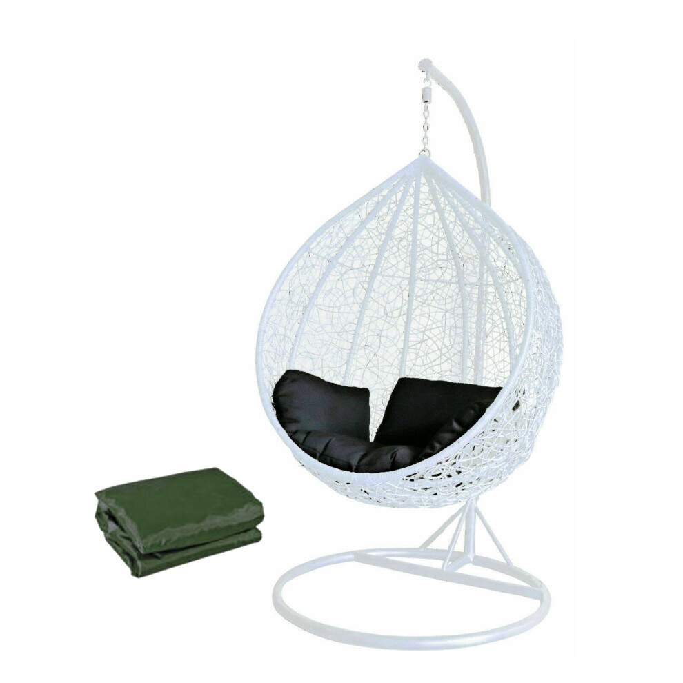 Dirty Pro Tools White Colour Rattan Swing Egg Chair Outdoor Garden Patio Hanging Wicker Weave Furniture