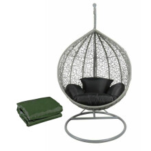 Grey Colour Rattan Swing Egg Chair Outdoor Garden Patio Hanging Wicker Weave Furniture