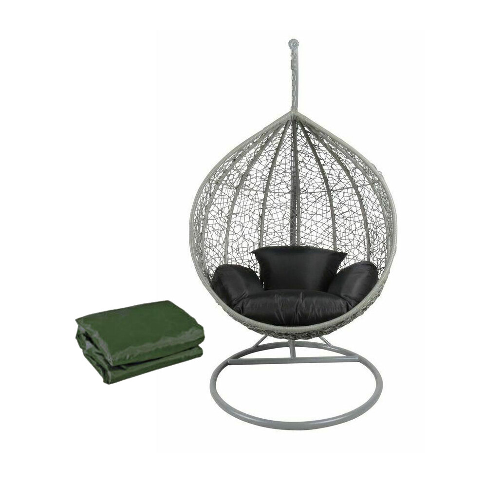 Grey Colour Rattan Swing Egg Chair Outdoor Garden Patio Hanging Wicker Weave Furniture