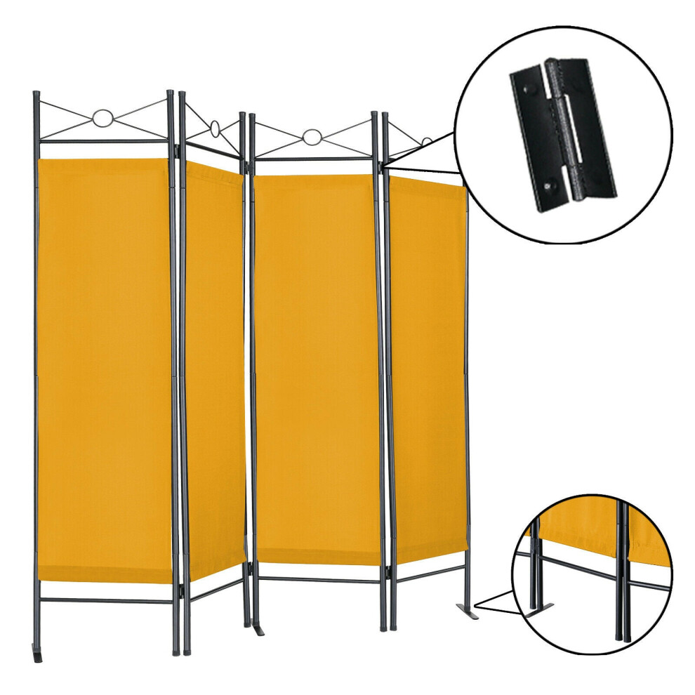 (Yellow) Folding Room Divider Paravent Wall Partition Privacy Screen Separator