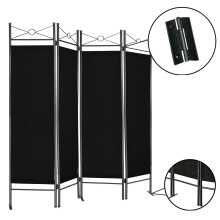(Black) Folding Room Divider Paravent Wall Partition Privacy Screen Separator
