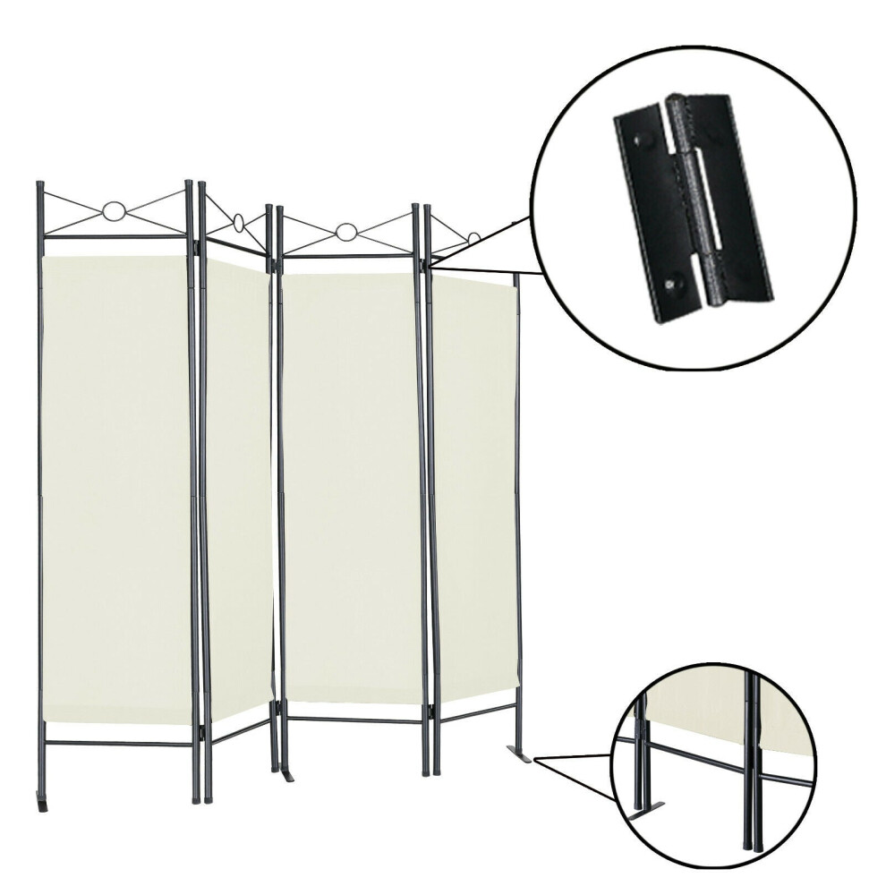 (Cream) Folding Room Divider Paravent Wall Partition Privacy Screen Separator