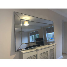 Silver Bevelled Wall Mirror Venetian With Studded Design 160cm x 90 cms