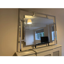 Silver Bevelled Wall Mirror Venetian Cut Out Design 125cm x 97 cms