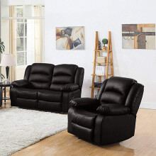 (1 Seat Chair + 2 Seater Sofa) Brown Recliner Sofa Leather bonded Reclining Lazyboy Sofa Suite Sofas Chair 3 2 or 1