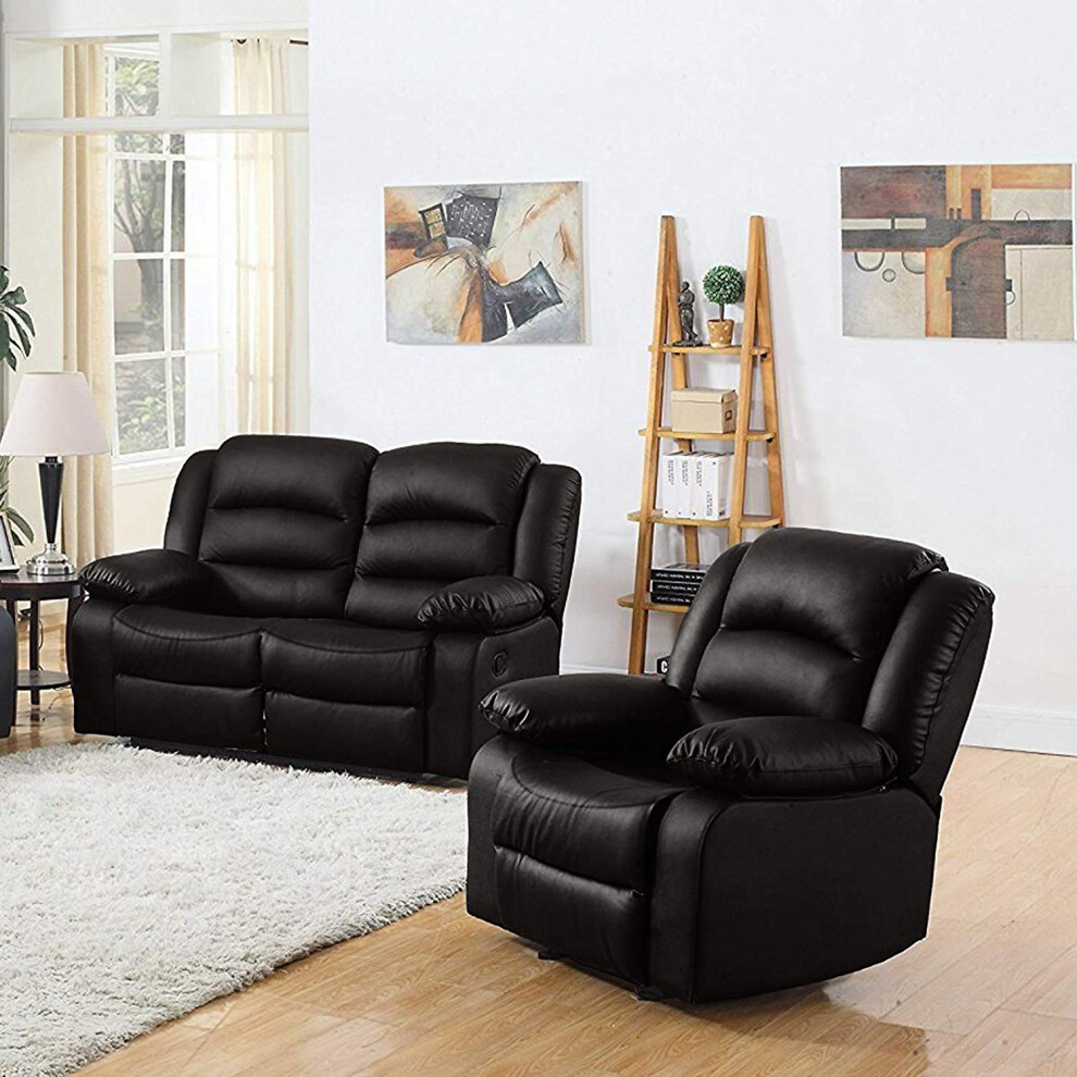 (1 Seat Chair + 2 Seater Sofa) Brown Recliner Sofa Leather bonded Reclining Lazyboy Sofa Suite Sofas Chair 3 2 or 1