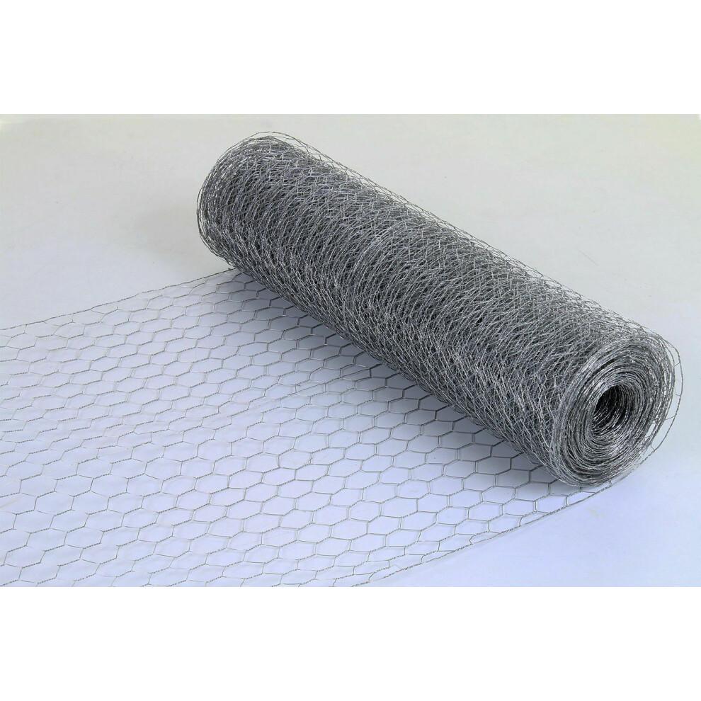 (50 Meters, 25mm Hole x 1.2m Wide) Galvanised Chicken Wire Mesh Fence Net Rabbit Netting Fencing Cages Runs Pens