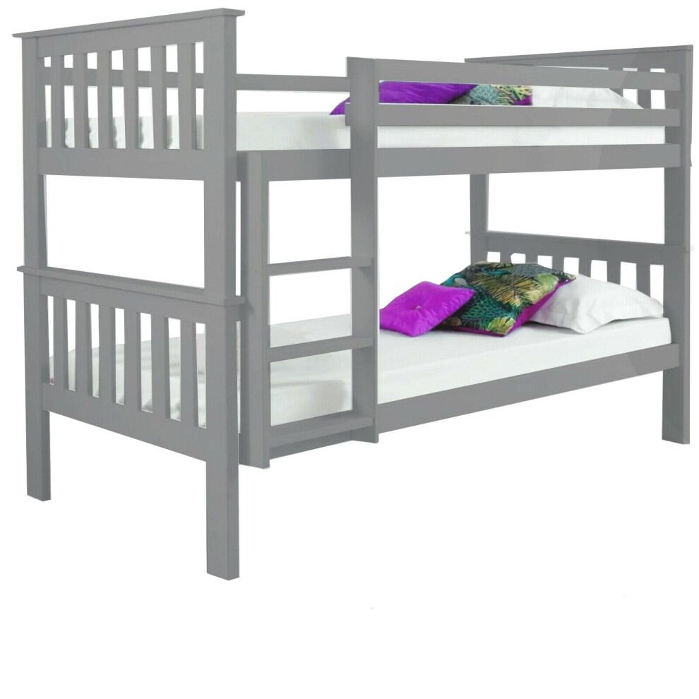 (Grey) Single Sleeper Bunk Bed Wooden Children's Bunk Bed Can Be Set Up As 2 Single Beds